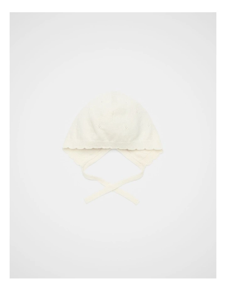 Pointelle Knit Bonnet in Classic Cream image 1