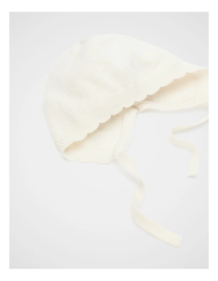 Pointelle Knit Bonnet in Classic Cream image 2