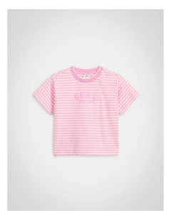 Core Stripe Logo Tee in Candy Pink