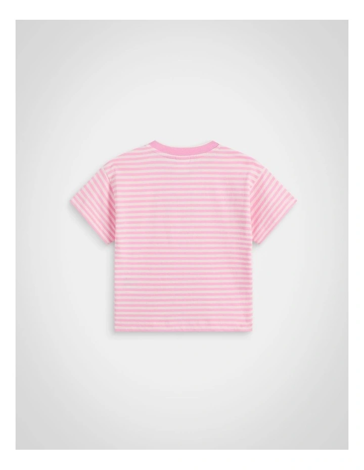 Core Stripe Logo Tee in Candy Pink image 2