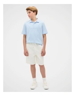 Knit Texture Trophy Polo Tee in Sky