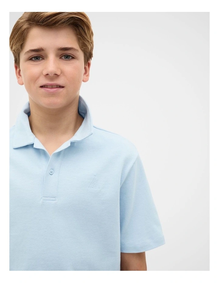 Knit Texture Trophy Polo Tee in Sky image 2