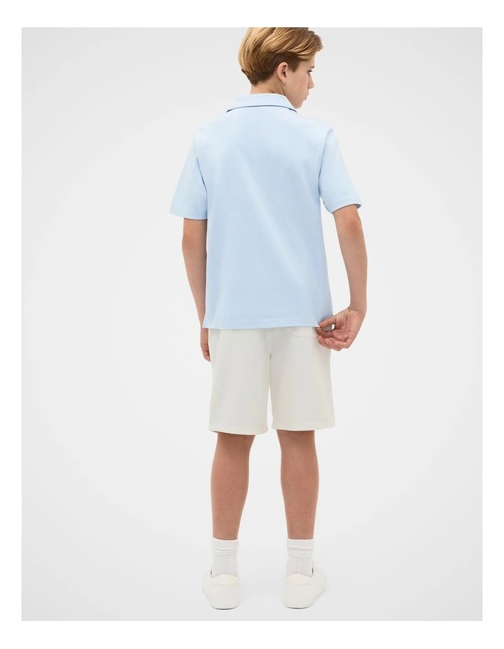 Knit Texture Trophy Polo Tee in Sky image 4