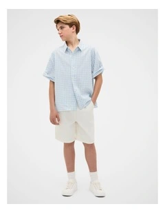 Oversized Cropped Shirt in Sky