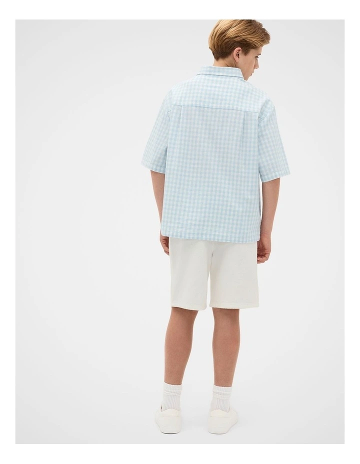 Oversized Cropped Shirt in Sky image 4