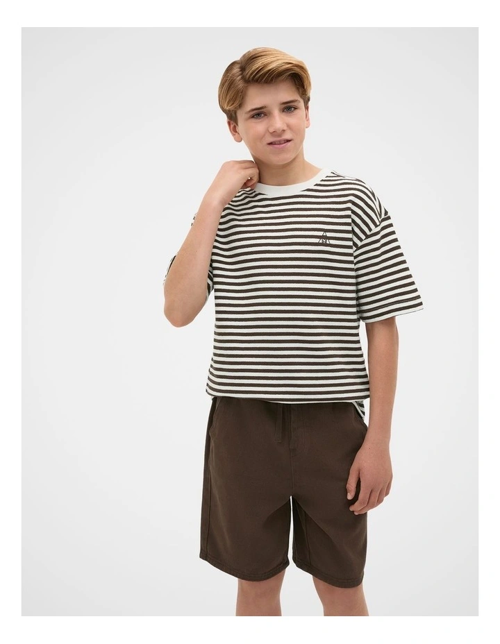 Knit Texture Tee in Chocolate image 3