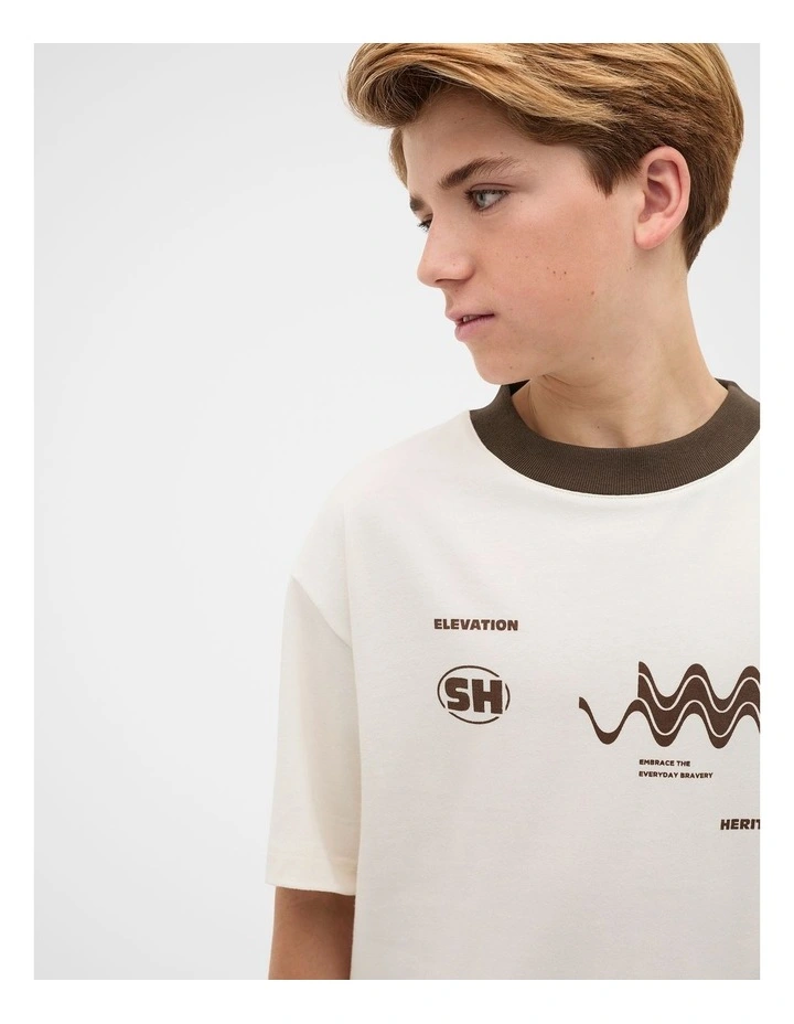 Contrast Bind Tee in Vintage Cream image 3