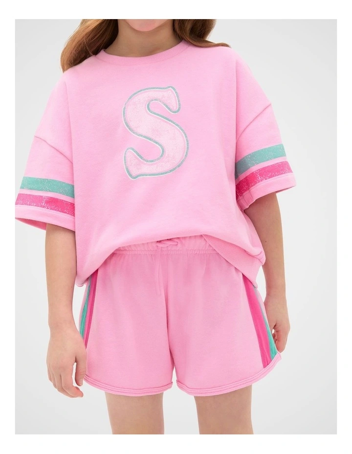 Striped Runner Short in Candy Pink image 1