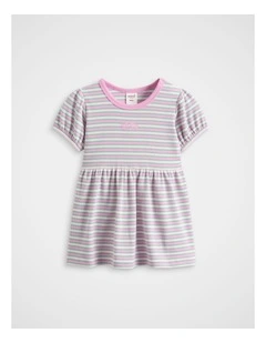 Stripe Logo Dress in Pink Lemonade