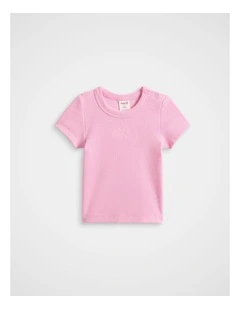 Core Logo Rib Tee in Candy Pink