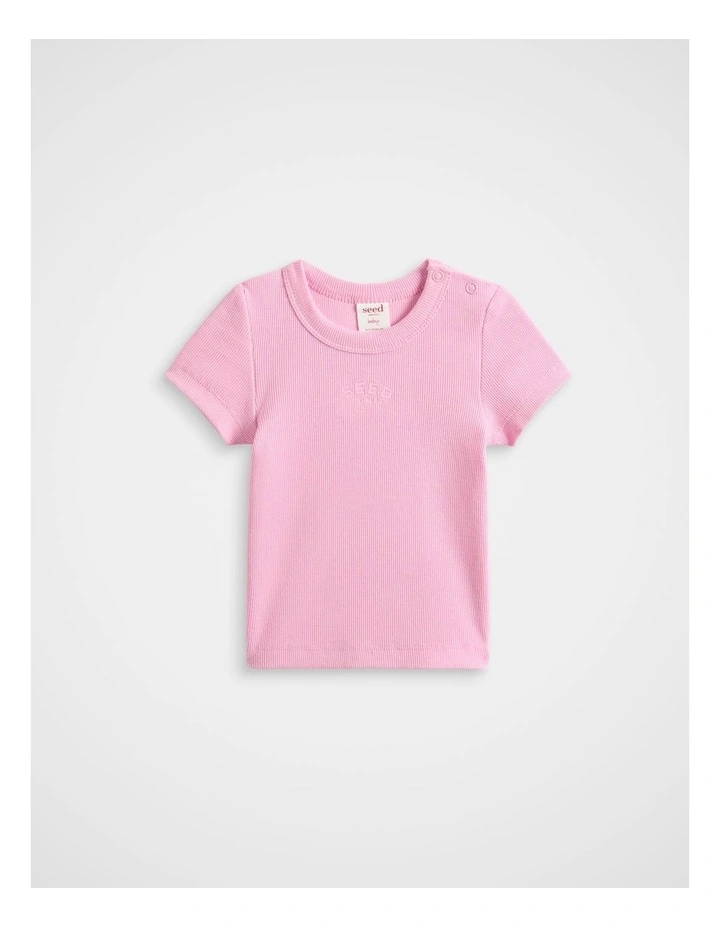 Core Logo Rib Tee in Candy Pink image 1