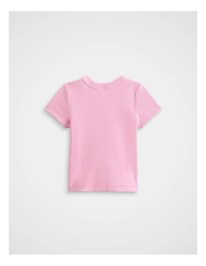 Core Logo Rib Tee in Candy Pink image 2