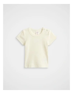 Core Logo Rib Tee in Classic Cream