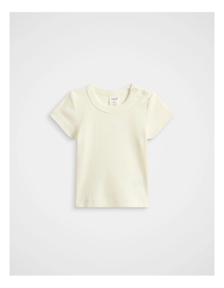 Core Logo Rib Tee in Classic Cream image 1