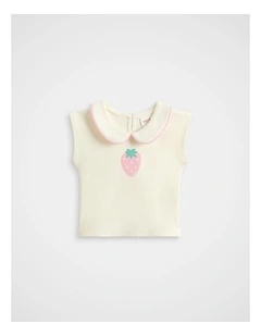 Strawberry Collar Tee in Classic Cream