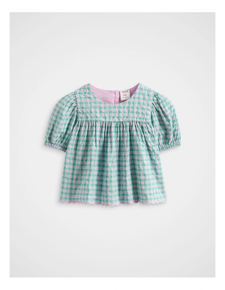 Gingham Top in Mint image 1