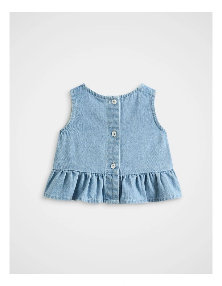 Denim Peplum Top in Light Wash image 2
