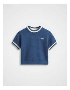 Relaxed Knit Tee in Washed Navy