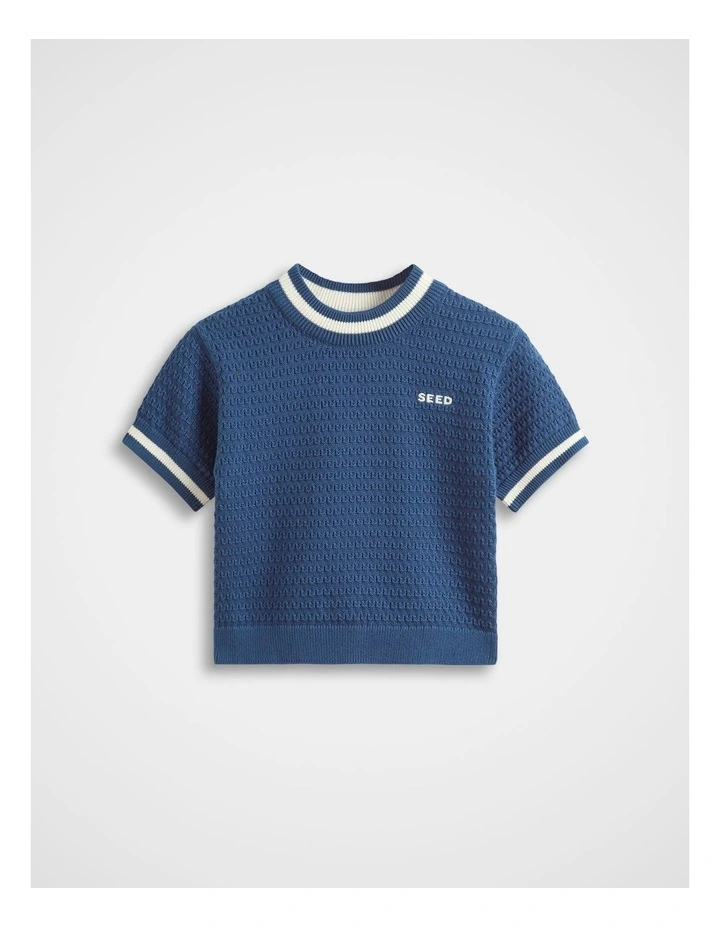 Relaxed Knit Tee in Washed Navy image 1