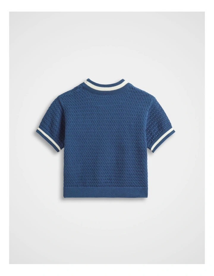 Relaxed Knit Tee in Washed Navy image 2