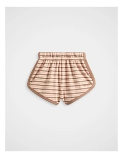 Sporty Rib Short in Walnut Stripe