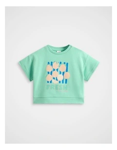 Graphic Track Tee in Washed Mint