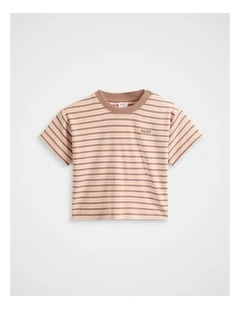 Loose Fit Rib Tee in Walnut Stripe