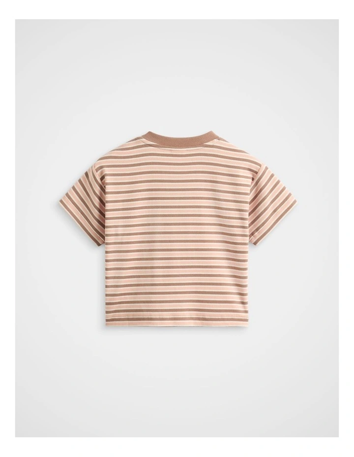 Loose Fit Rib Tee in Walnut Stripe image 2
