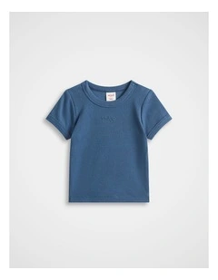 Core Rib Logo Tee in Washed Navy
