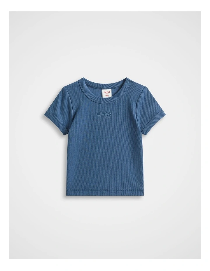 Core Rib Logo Tee in Washed Navy image 1
