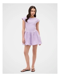 Bubble Hem Dress in Pale Lavender