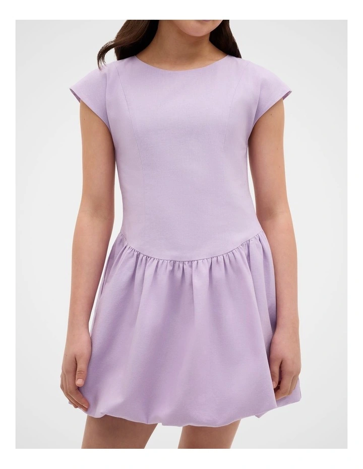 Bubble Hem Dress in Pale Lavender image 2