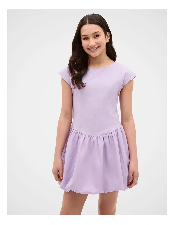 Bubble Hem Dress in Pale Lavender image 3