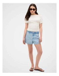 High Waisted Denim Short in Powder Blue Wash