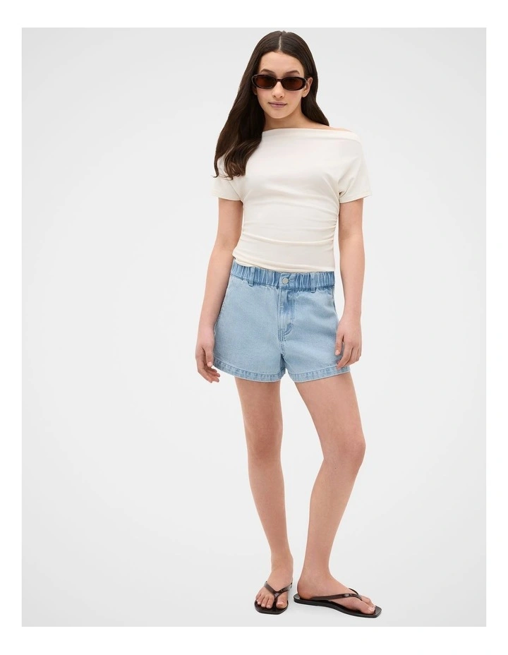 High Waisted Denim Short in Powder Blue Wash image 1