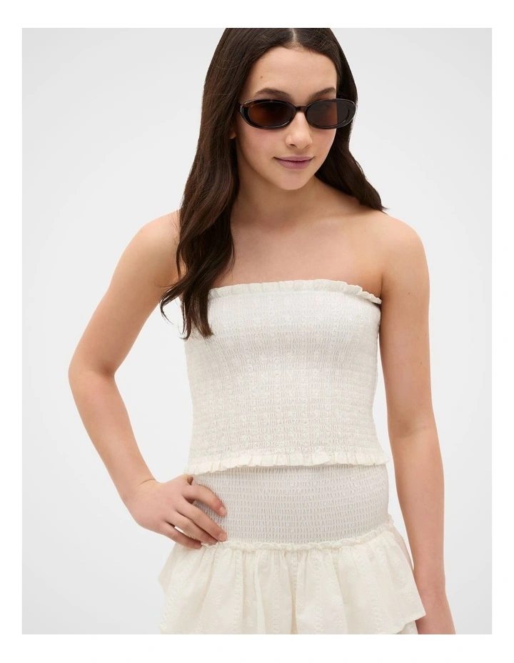 Shirred Top in Classic Cream image 3