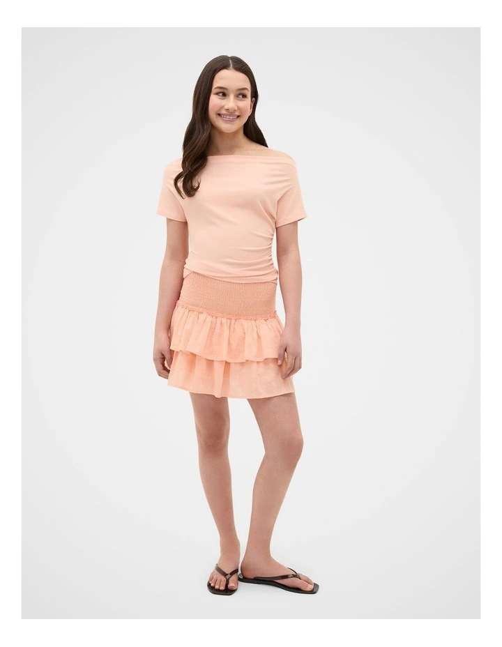 Off Shoulder Tee in Peach image 2