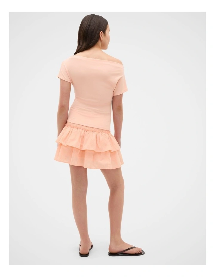 Off Shoulder Tee in Peach image 4