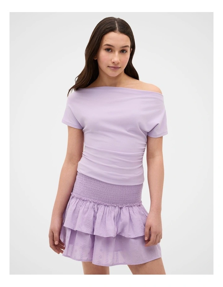 Off Shoulder Tee in Pale Lavender image 1