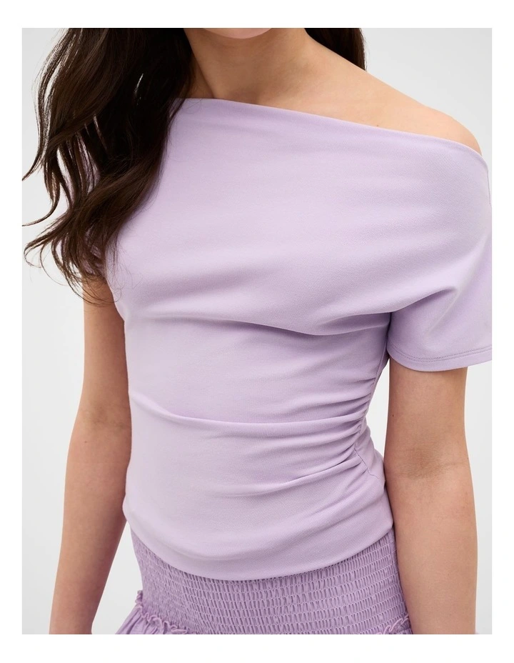Off Shoulder Tee in Pale Lavender image 3