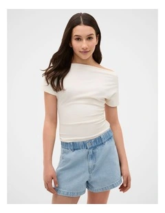 Off Shoulder Tee in Classic Cream