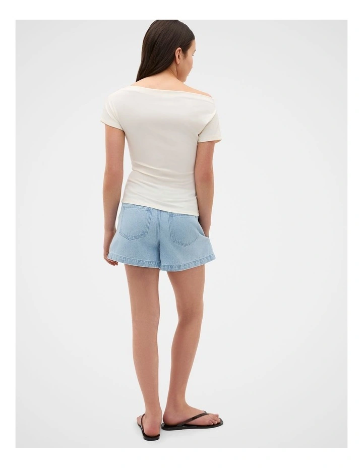 Off Shoulder Tee in Classic Cream image 4