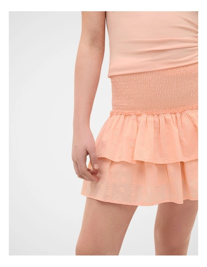 Tiered Shirred Skirt in Peach image 3