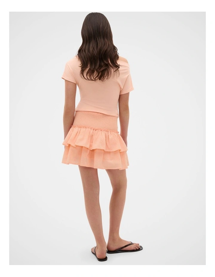 Tiered Shirred Skirt in Peach image 4