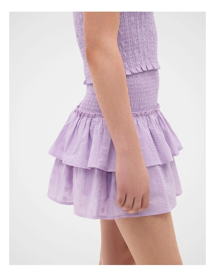 Tiered Shirred Skirt in Pale Lavender image 2