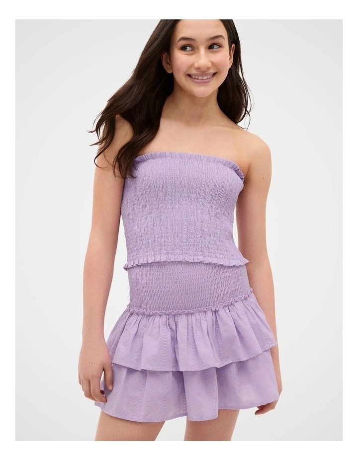 Tiered Shirred Skirt in Pale Lavender image 3