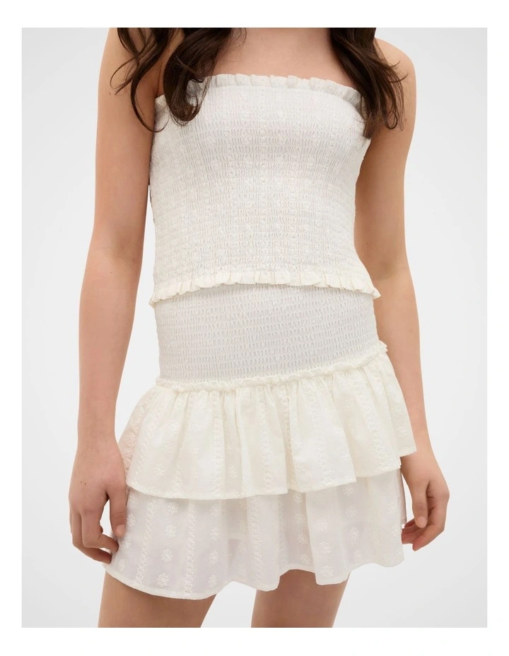 Tiered Shirred Skirt in Classic Cream image 3