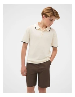 Knit Polo in Vintage Cream
