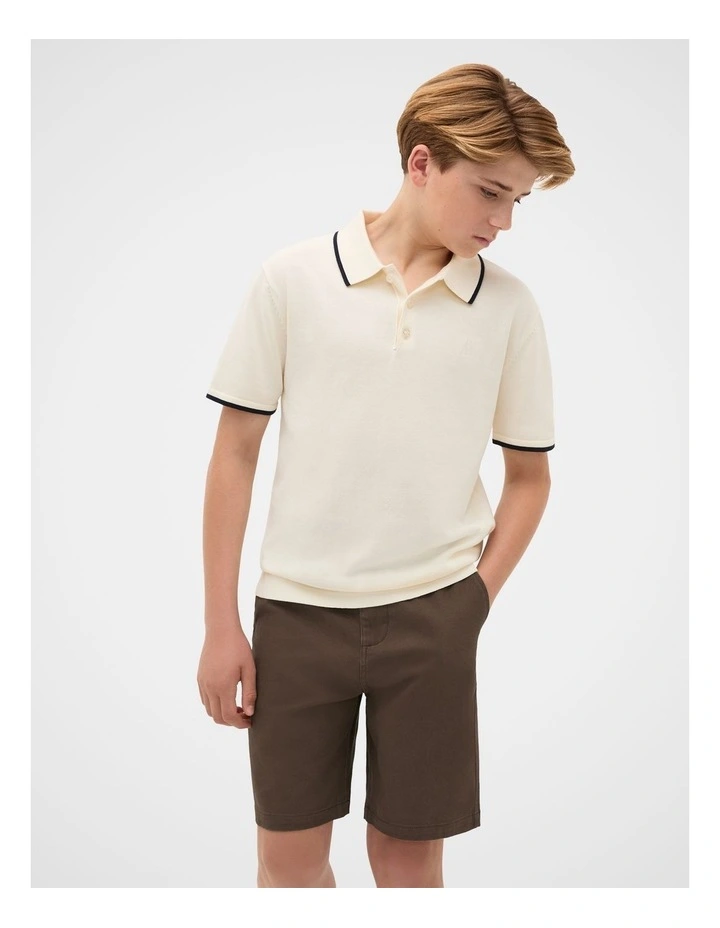 Knit Polo in Vintage Cream image 1