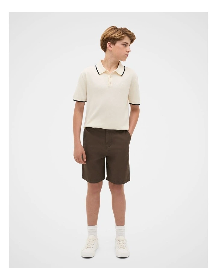 Knit Polo in Vintage Cream image 3